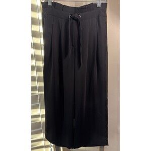 Tahari Black Wide Leg Trousers Dress Pants Women 4 Paperbag Waist Classic NWOT